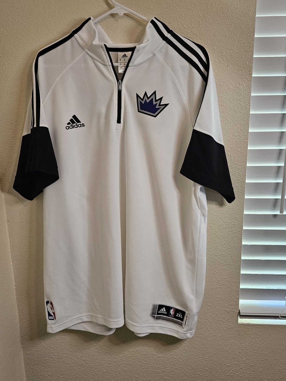 adidas White and Black Athletic Zip Polo